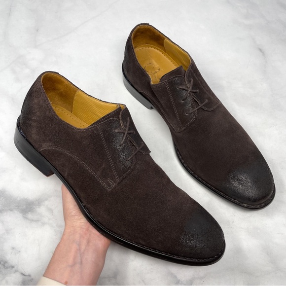 Cole Haan Suede Leather Burnished Toe Heel Casual Dress Shoes Brown Mens 9.5 - Picture 1 of 10